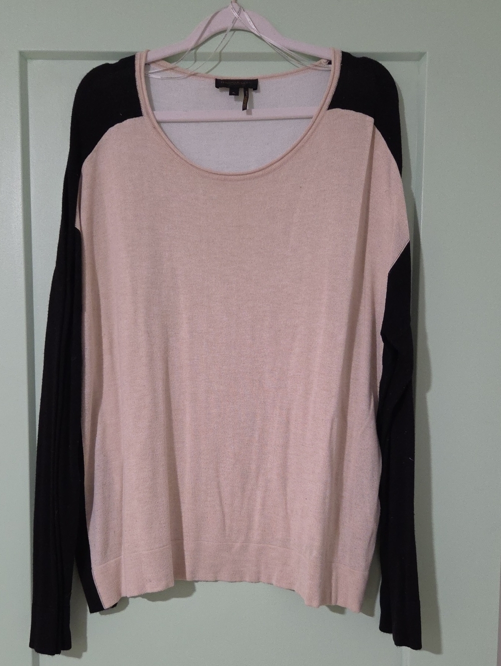 Donna Karan Black and Cream Scoop Neck Sweater